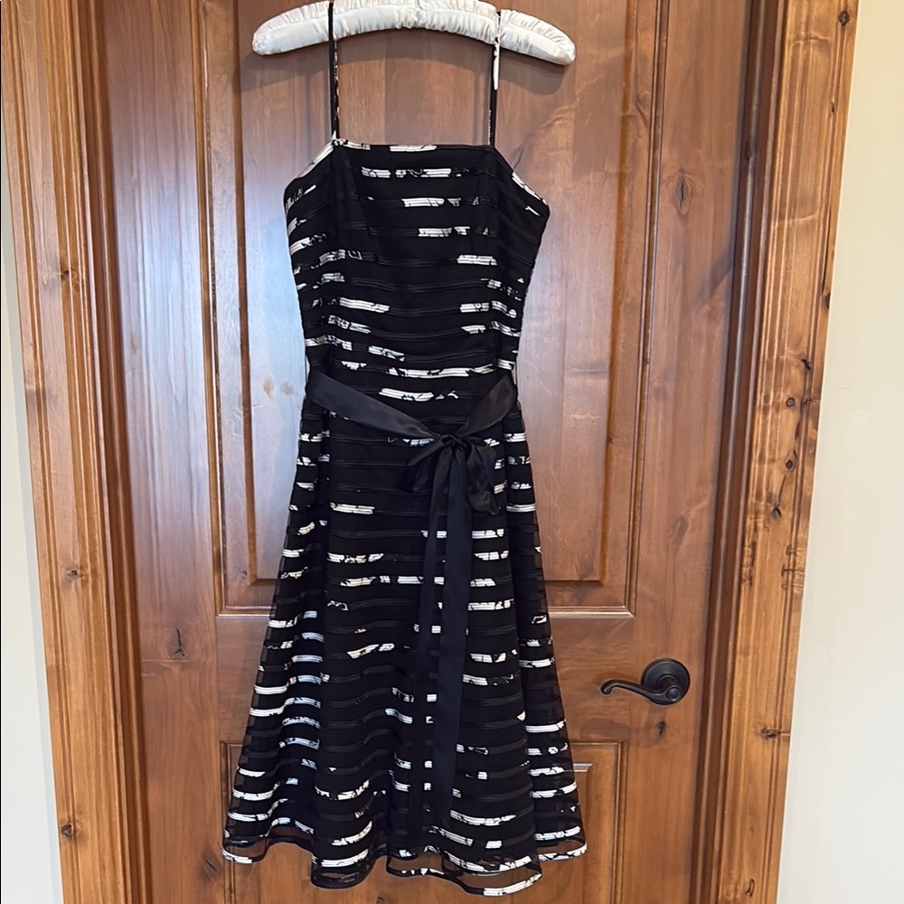 JS Collections - Stylish Black and White Striped Dress